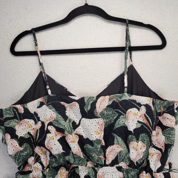 Express Tiered Trapeze Dress Womens Large Floral Print Eyelet V-Neck Tiered - Picture 11 of 16